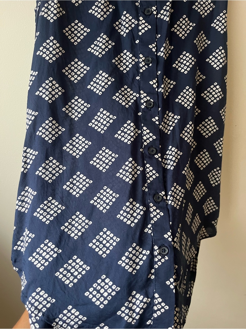 Navy Geometric Button-Front Tank Top - Picture 3 of 4